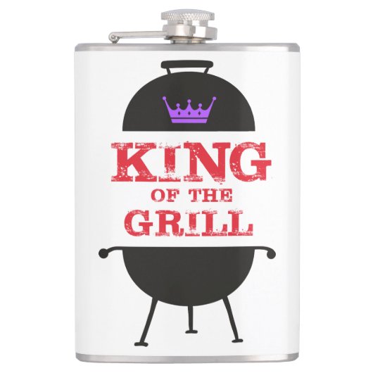King of the Grill, Lila schwarze Krone, rot Flachmann (Vorderseite)