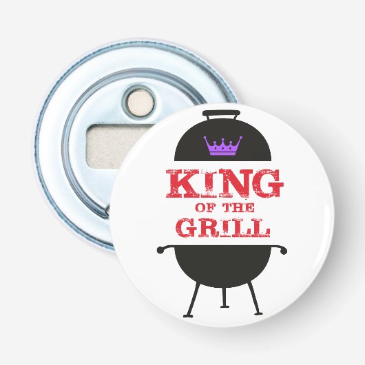 King of the Grill, Lila schwarze Krone, rot Flaschenöffner (Vorderseite)