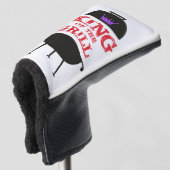 King of the Grill, Lila schwarze Krone, rot Golf Headcover (3/4 Vorderseite)