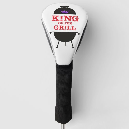 King of the Grill, Lila schwarze Krone, rot Golf Headcover (Vorderseite)