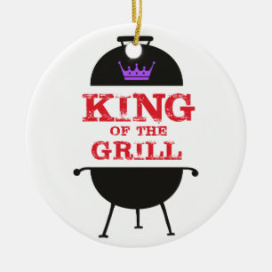 King of the Grill, Lila schwarze Krone, rot Keramik Ornament