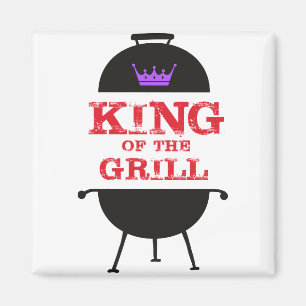 King of the Grill, Lila schwarze Krone, rot Magnet