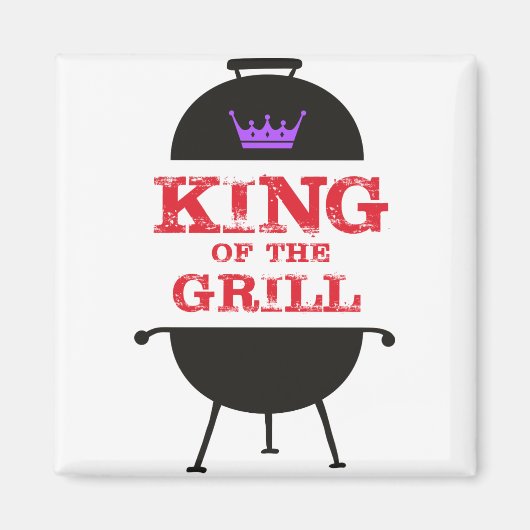 King of the Grill, Lila schwarze Krone, rot Magnet (Vorne)