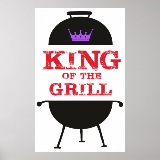 King of the Grill, Lila schwarze Krone, rot Poster (Vorne)