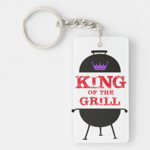 King of the Grill, Lila schwarze Krone, rot Schlüsselanhänger