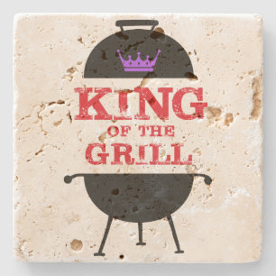 King of the Grill, Lila schwarze Krone, rot Steinuntersetzer