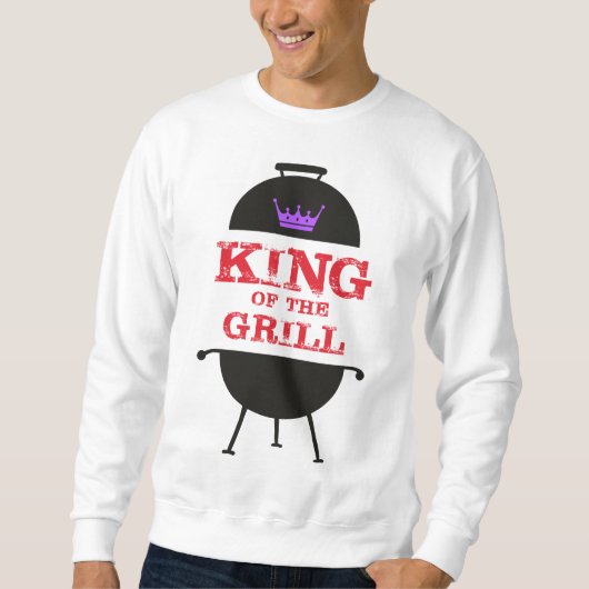 King of the Grill, Lila schwarze Krone, rot Sweatshirt (Vorderseite)