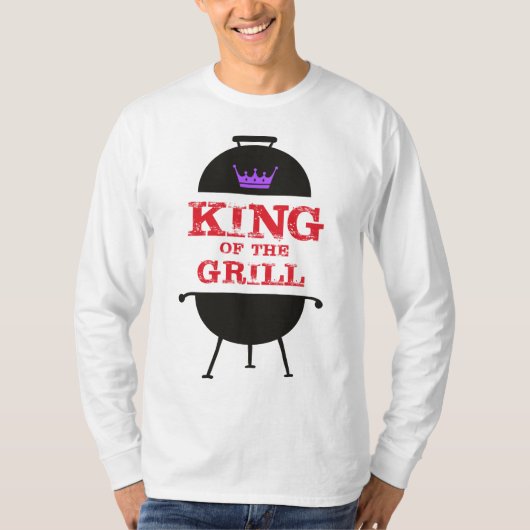 King of the Grill, Lila schwarze Krone, rot T-Shirt (Vorderseite)