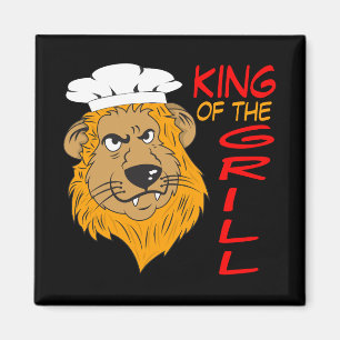 King of the Grill, Löwe Koch, Funny Black Magnet