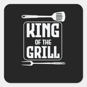 King of the GRILL Quadratischer Aufkleber