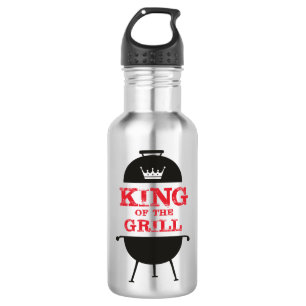 King of the Grill, Schwarz-weiß Crown Red Edelstahlflasche