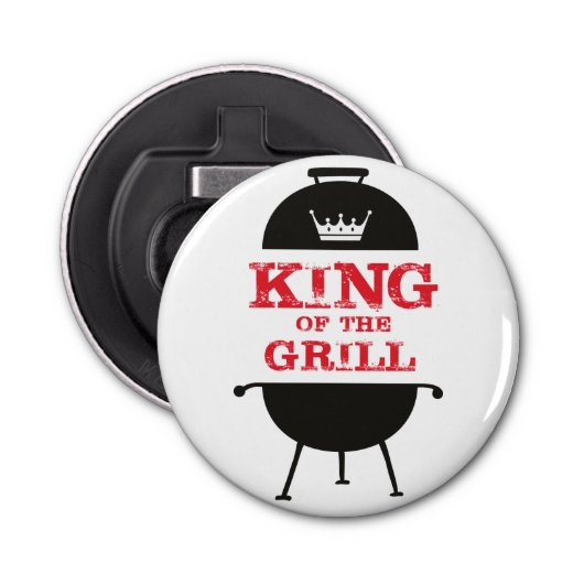 King of the Grill, Schwarz-weiß Crown Red Flaschenöffner (Vorderseite)