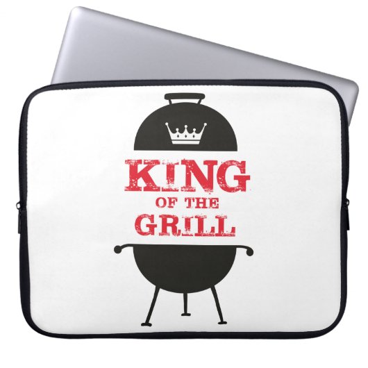 King of the Grill, Schwarz-weiß Crown Red Laptopschutzhülle (Vorderseite)