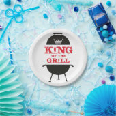 King of the Grill, Schwarz-weiß Crown Red Pappteller (Party)