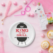King of the Grill, Schwarz-weiß Crown Red Pappteller (Party)