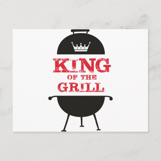 King of the Grill, Schwarz-weiß Crown Red Postkarte (Vorderseite)