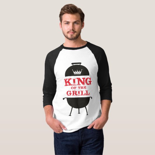 King of the Grill, Schwarz-weiß Crown Red T-Shirt (Vorne ganz)