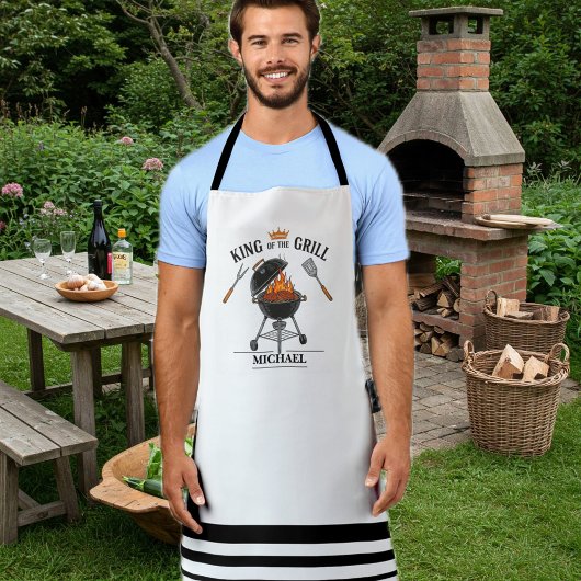 King of the Grill White Striped Apron Schürze