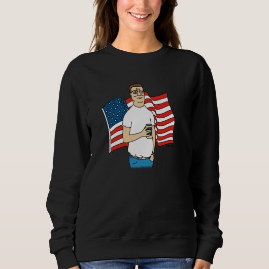 King of the Hill Hank Hill and American Flag Carto Sweatshirt (Vorderseite)