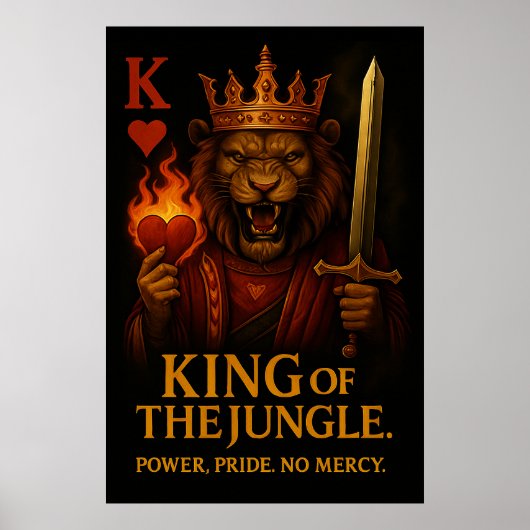 King of the Jungle Art – Powerful Lion and Fire Poster (Vorne)