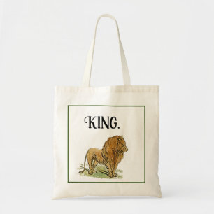 King of the Jungle Lion Cartoon, Bold Wildlife Art Tragetasche