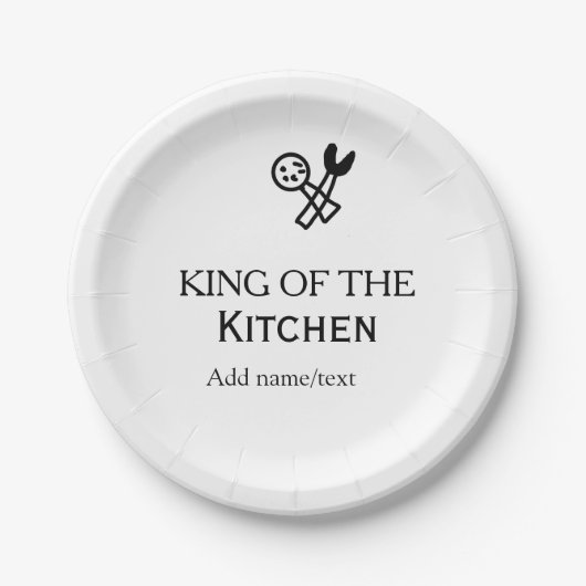 King of the kitchen chef cooking add name crown ha pappteller (Vorderseite)