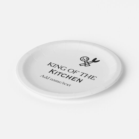 King of the kitchen chef cooking add name crown ha pappteller (Schrägansicht)
