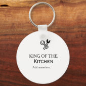 King of the kitchen chef cooking add name crown ha schlüsselanhänger (Rückseite)