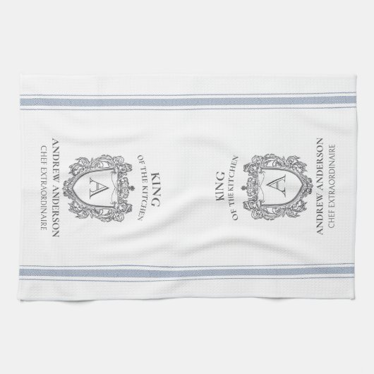 King of the Kitchen Monogram Personalisiert Handtu Geschirrtuch (Horizontal)