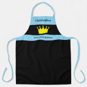 King of the kitchen name crown blue schürze (Vorderseite)