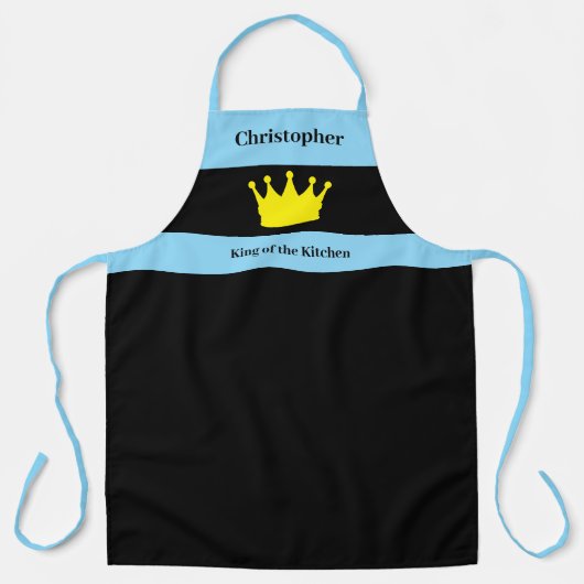 King of the kitchen name crown blue schürze (Vorderseite)
