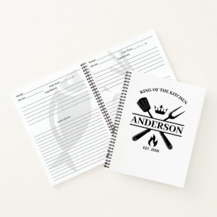 King of the Kitchen Personalisierte GRILLEN Rezept Notizblock