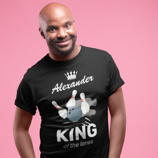 King of the Lanes Bowling Button T - Shirt