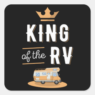 King of the RV Vathers Day Motorhome Geschenk Quadratischer Aufkleber