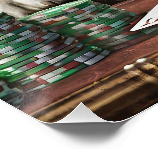 King of the Table, Bulldog spielt KartenTissue Pap Poster (Ecke)