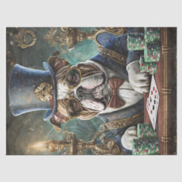 King of the Table, Bulldog spielt KartenTissue Pap Seidenpapier