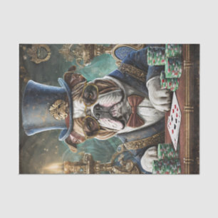 King of the Table, Bulldog spielt KartenTissue Pap Seidenpapier