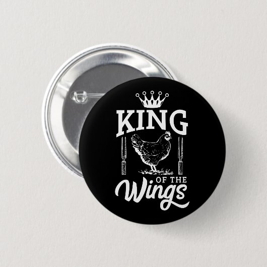 King of the Wings Funny Chicken Grillen Barbecue Button (Vorne & Hinten)