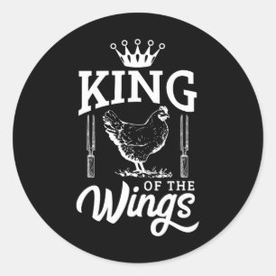 King of the Wings Funny Chicken Grillen Barbecue Runder Aufkleber