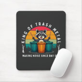 King of Trash Metal Funny Raccoon Drummer Mousepad (Mit Mouse)