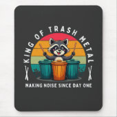 King of Trash Metal Funny Raccoon Drummer Mousepad (Vorne)