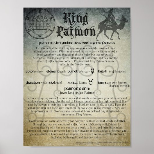 King Paimon Goetia Demonic Poster (Vorne)