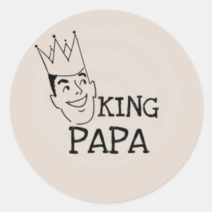 King Papa T - Shirt und Geschenke Runder Aufkleber