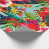 King Parrot Tropical Blooms Pattern Geschenkpapier (Ecke)