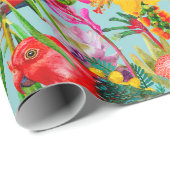 King Parrot Tropical Blooms Pattern Geschenkpapier (Rolleneckpunkt)