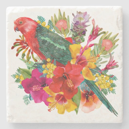 King Parrot Tropical Steinuntersetzer (Vorderseite)