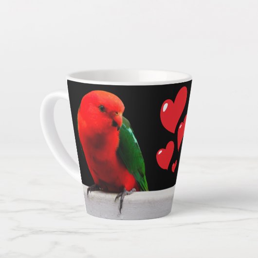 King Parrots in Liebe Latte Tasse (Linke Ecke)