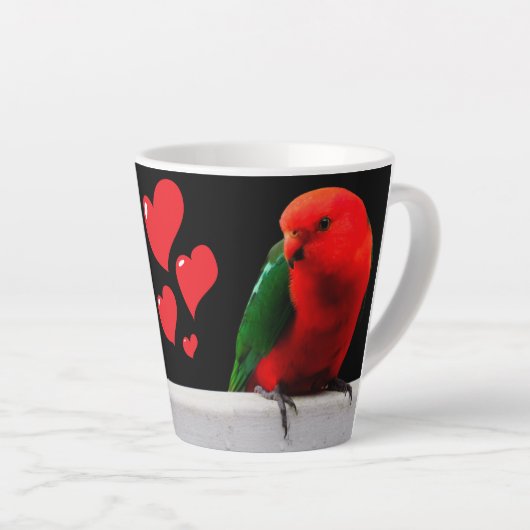 King Parrots in Liebe Latte Tasse (Rechte Ecke)