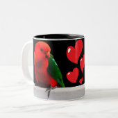 King Parrots in Liebe Zwei-Tone-Tasse Zweifarbige Tasse (Vorderseite Links)