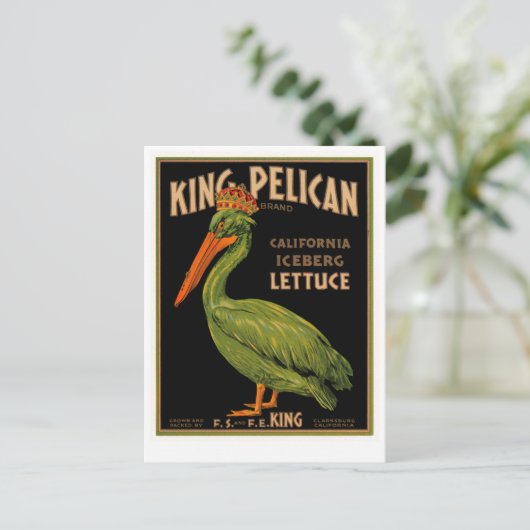 King Pelican Brand Lettuce Postkarte (Stehend Vorderseite)